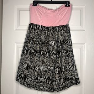 Roxy Pink/Black/White Strapless Dress